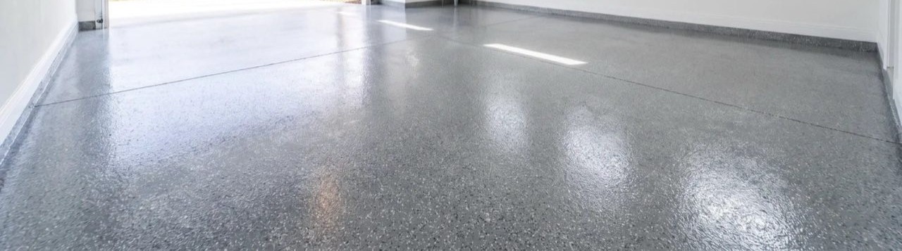 New epoxy floor install, close-up finish